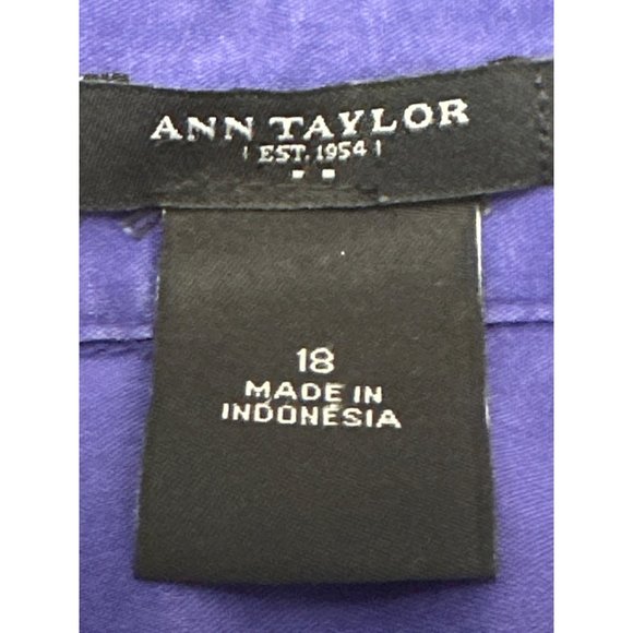 Ann Taylor EST. 1954 Purple Cotton Polyester Spandex Collared Neckline Button Up - Picture 7 of 11